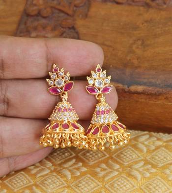Designer gold plated cz earrings 1