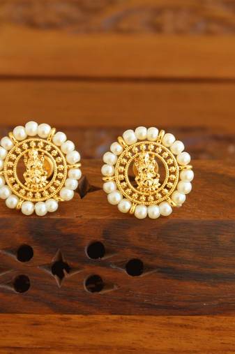 Designer gold plated pear temple studs