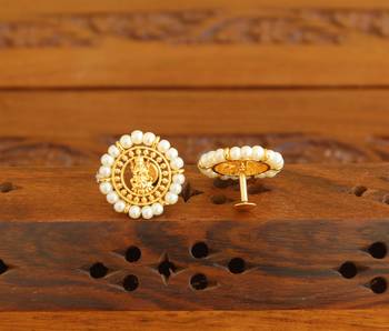 Designer gold plated pear temple studs 2