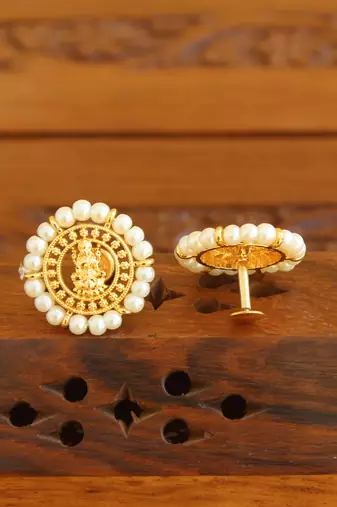 Designer gold plated pear temple studs