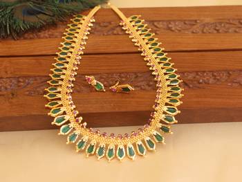 Kerala style gold plated palakka nagapadam necklace set 2