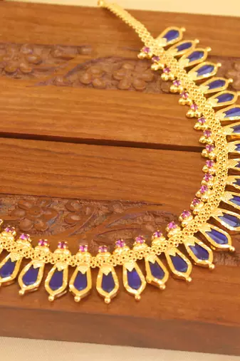 Kerala style gold plated palakka nagapadam necklace