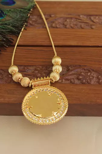 Kerala style gold plated palakka necklace