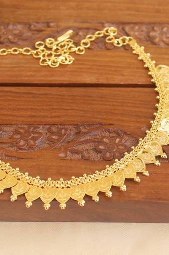 Kerala style gold plated temple coin necklace