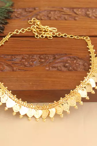 Kerala style gold plated temple coin necklace