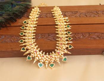 Kerala style gold plated palakka necklace 2
