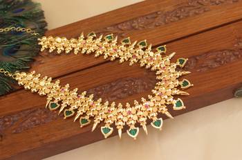 Kerala style gold plated palakka necklace 3