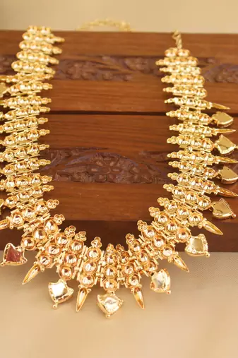 Kerala style gold plated palakka necklace