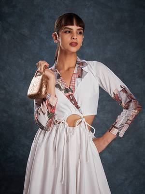 White cityscape printed maxi dress 6