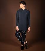 Navy blue linen kurta