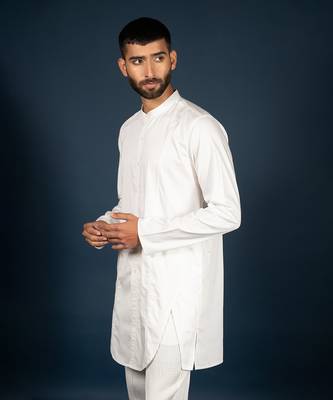 Off white cotton satin kurta 2