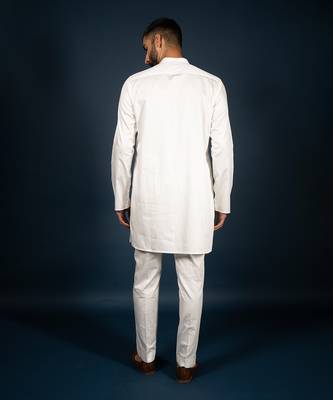 Off white cotton satin kurta 3