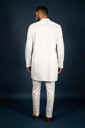 Off white cotton satin kurta