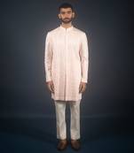 Powder pink cotton satin kurta