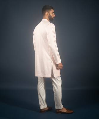 Powder pink cotton satin kurta 3
