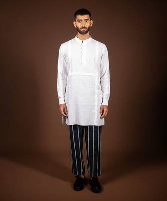 Off white linen kurta 1
