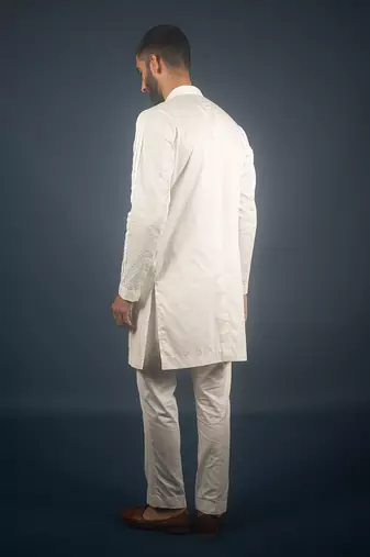 Off white cotton satin kurta
