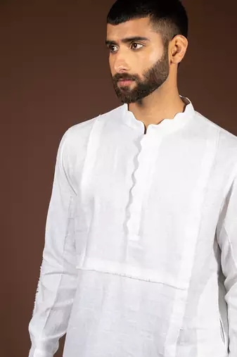 Off white linen kurta