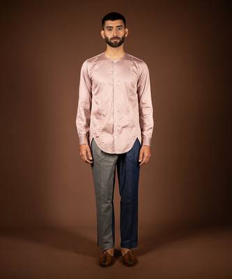 Rose gold cotton satin shirt 1
