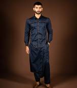 Navy blue cotton satin shirt