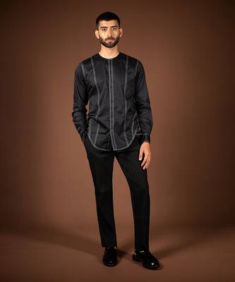 Black cotton satin shirt 1