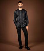 Black cotton satin shirt