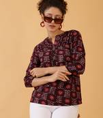 Burgundy Rayon Short Kurti For Women
