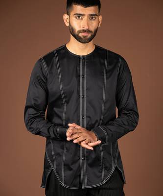 Black cotton satin shirt 2