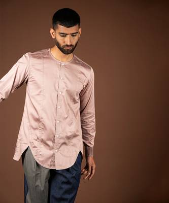 Rose gold cotton satin shirt 2