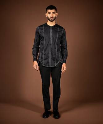 Black cotton satin shirt 3