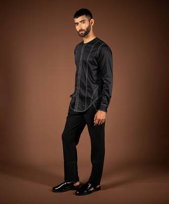 Black cotton satin shirt 4