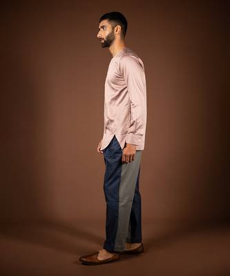 Rose gold cotton satin shirt 3