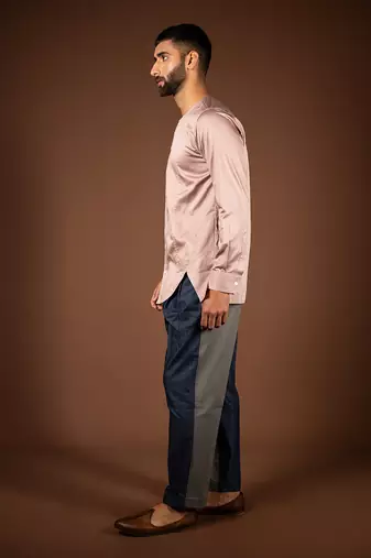Rose gold cotton satin shirt