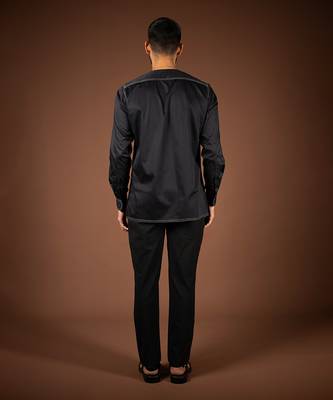 Black cotton satin shirt 5