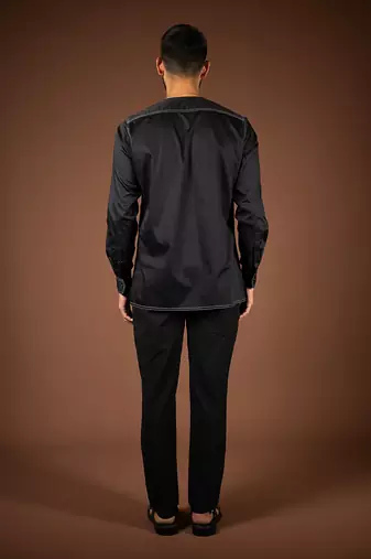 Black cotton satin shirt