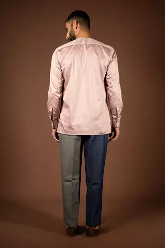 Rose gold cotton satin shirt