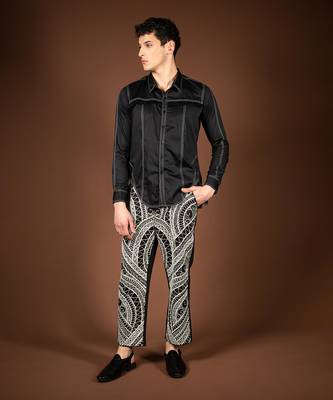 Black cotton satin shirt 1