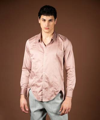 Rose gold cotton satin shirt 1