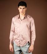 Rose gold cotton satin shirt