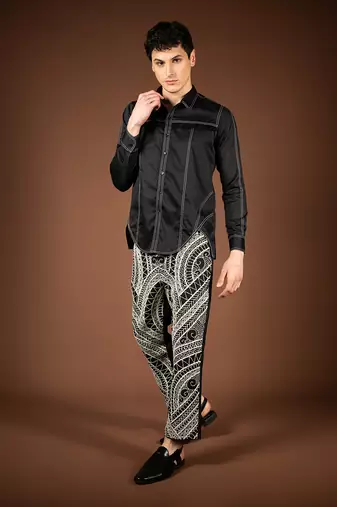 Black cotton satin shirt