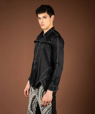 Black cotton satin shirt 3