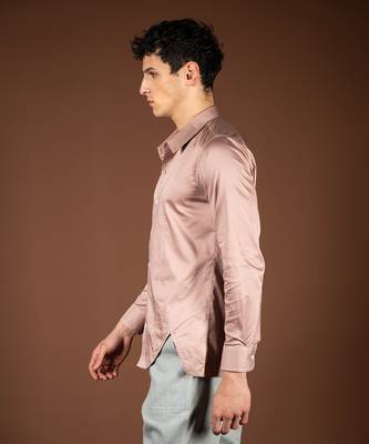 Rose gold cotton satin shirt 2