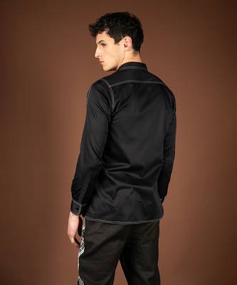 Black cotton satin shirt 4