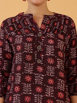 Burgundy Rayon Short Kurti For Women 4