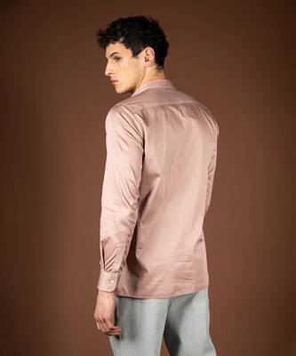 Rose gold cotton satin shirt 3