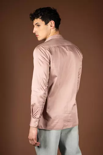 Rose gold cotton satin shirt