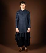 Navy blue linen kurta