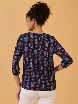 Dark Blue Rayon Short Kurti For Women 3