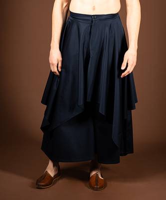 Navy blue cotton satin pant 1