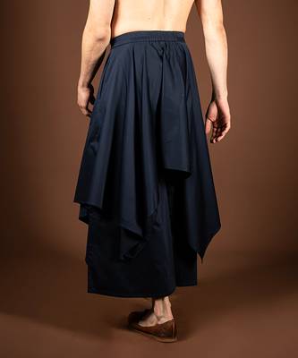 Navy blue cotton satin pant 2